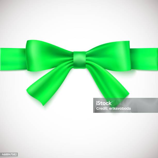 Green Ribbon With Bow Stock Illustration - Download Image Now - 2015, Award Ribbon, Birthday