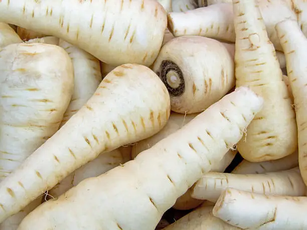 A bunch of parsnips on the market