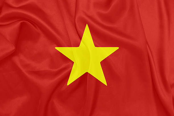 istock Vietnam - Waving national flag on silk texture 468848242