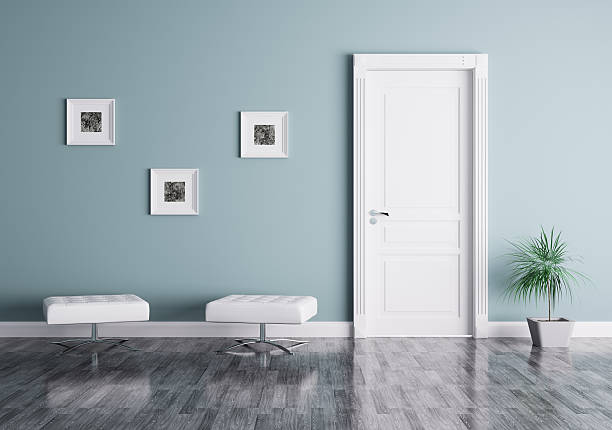 istock Modern interior with door and seats 468850559