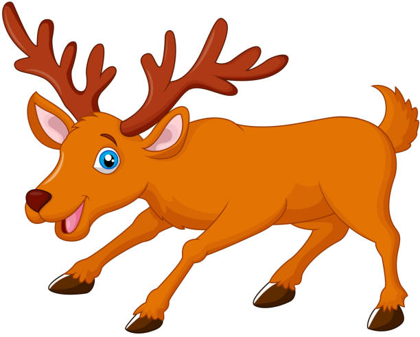 말풍선이 있는 디어 - stag deer doe cartoon stock illustrations