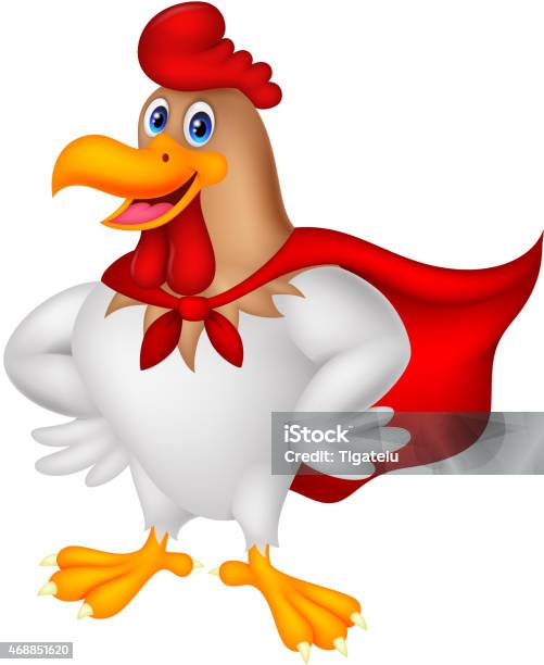 Cartoon Super Rooster Posing Stock Illustration - Download Image Now - Cartoon, Chicken Meat, 2015