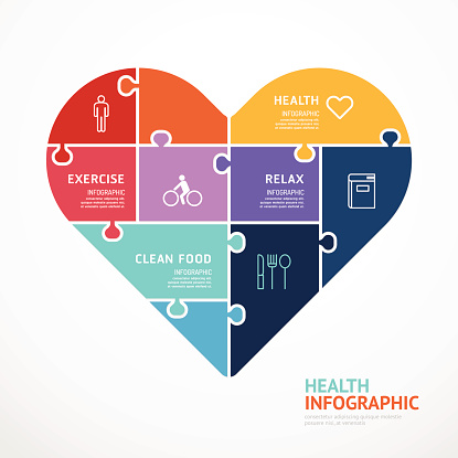 infographic Template with heart shape jigsaw banner . concept vector illustration