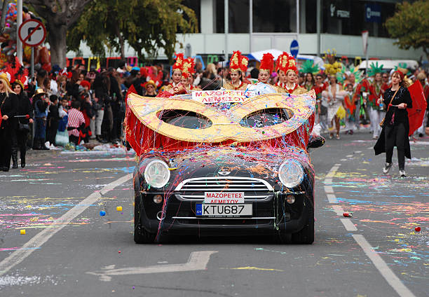 Limassol, Сyprus - February 22, 2015: Carnival participants during the annual Grand Carnival Parade  in Limassol,  Cyprus