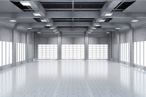 istock Modern Storehouse 3D Interior with Large Windows 468856278