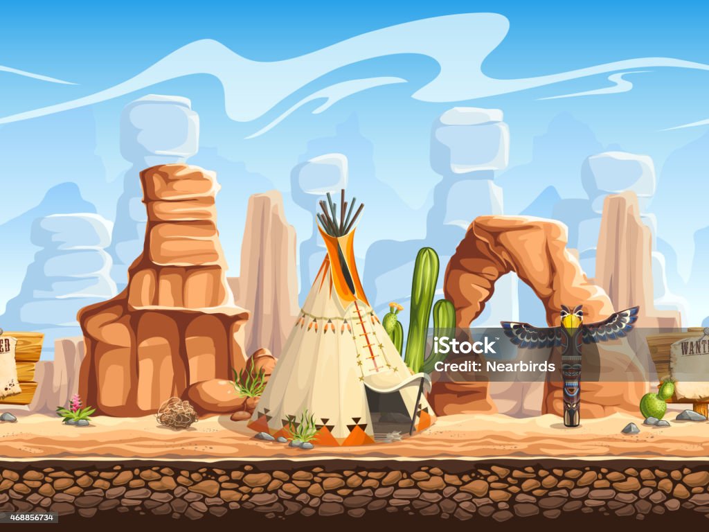 Tileable Horizontal Background Wild West Stock Illustration - Download  Image Now - 2015, Backgrounds, Desert Area - iStock