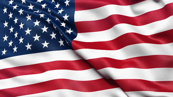 High resolution American waving flag close-up.