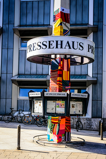 Ulm, Germany - June 29, 2012: his is the main office of the German newspaper 'Sübwest Presse'. It is called 'Pressehaus' and is located at the intersection of 'Frauenstraße' and 'Olgastraße' in Ulm, Germany.