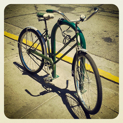 Durango, CO, USA - October 20, 2014: Schwinn bike parked on the street.