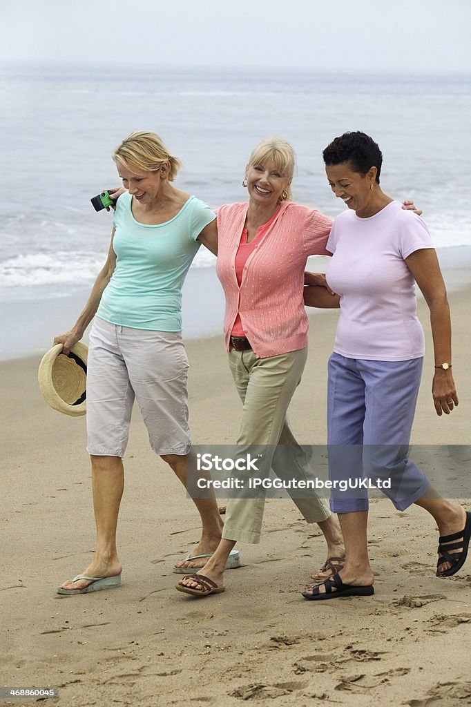 Women Walking Beach Together Mature Women Stock Photo