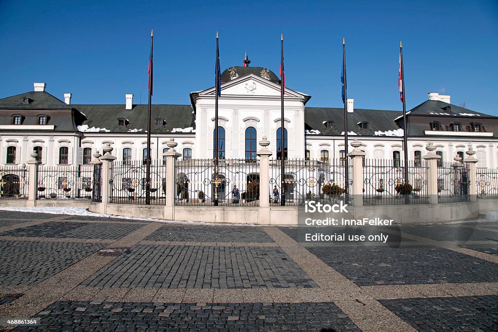 Grassalkovich Palace in Bratislava, the residence of the preside Bratislava, Slovakia - February 3, 2015: Front view of the Grassalkovich Palace in Bratislava, the residence of the president of Slovakia. 2015 Stock Photo