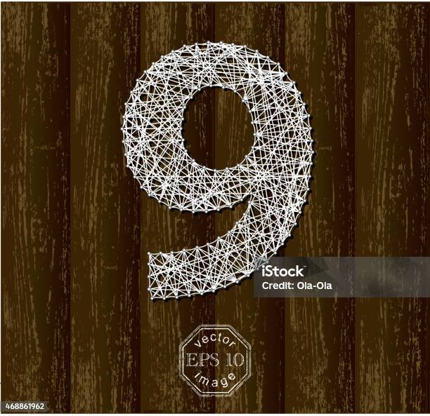 Number Nine Stock Illustration - Download Image Now - 2015, Art And Craft, Attached
