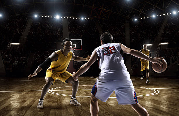 istock Two opposing basketball players facing each other 468863930