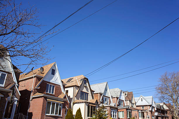 istock High-pitched row home roofs 468864558