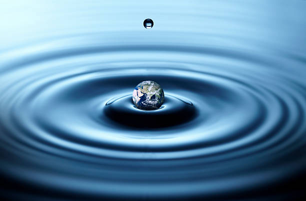 World dropping on the water