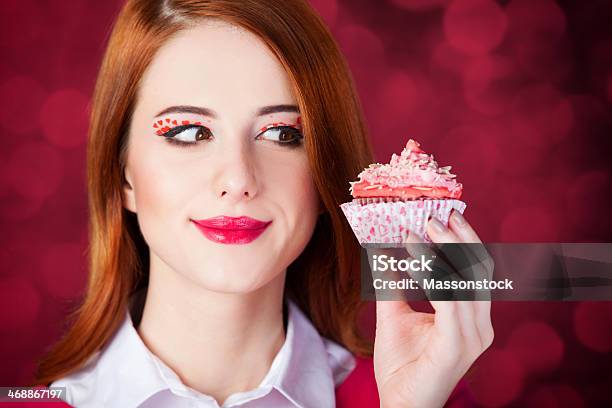 Redhead Girl With Cake Stock Photo - Download Image Now - Cooking, Redhead, Adult