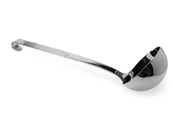 Metallic ladle on white background