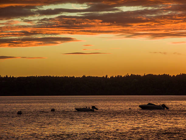 istock Anchored Boats With Golden Sunset 468874234