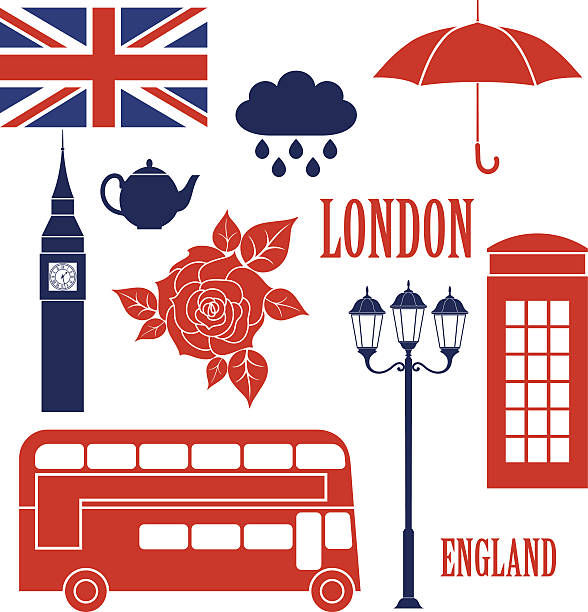 лондон - london england england street light telephone stock illustrations
