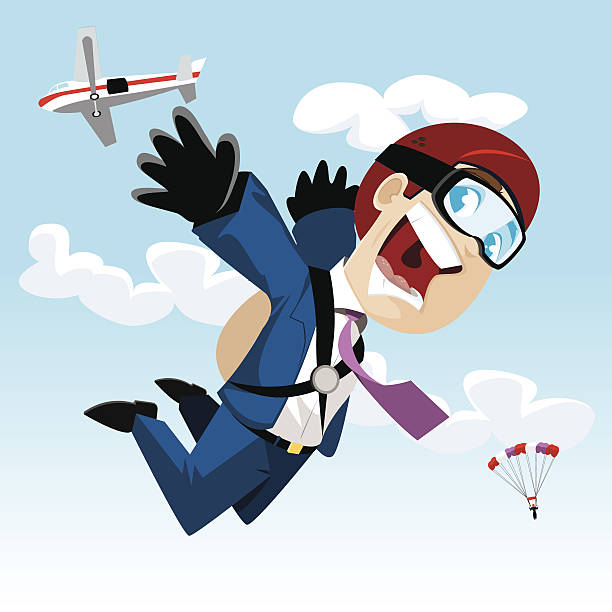 Business Skydiver businessman skydiving depression behavior businessman economic depression stock illustrations