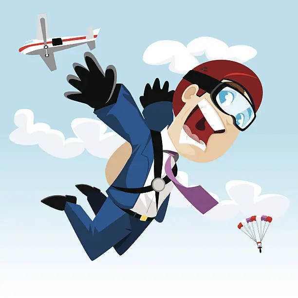 Vector illustration of Business Skydiver