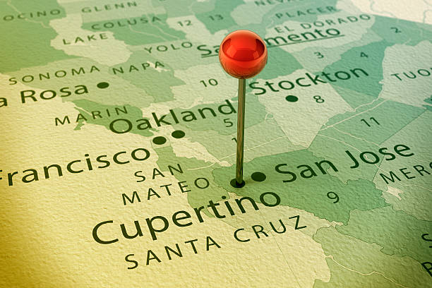 istock Cupertino Map City Straight Pin Vintage 468878651