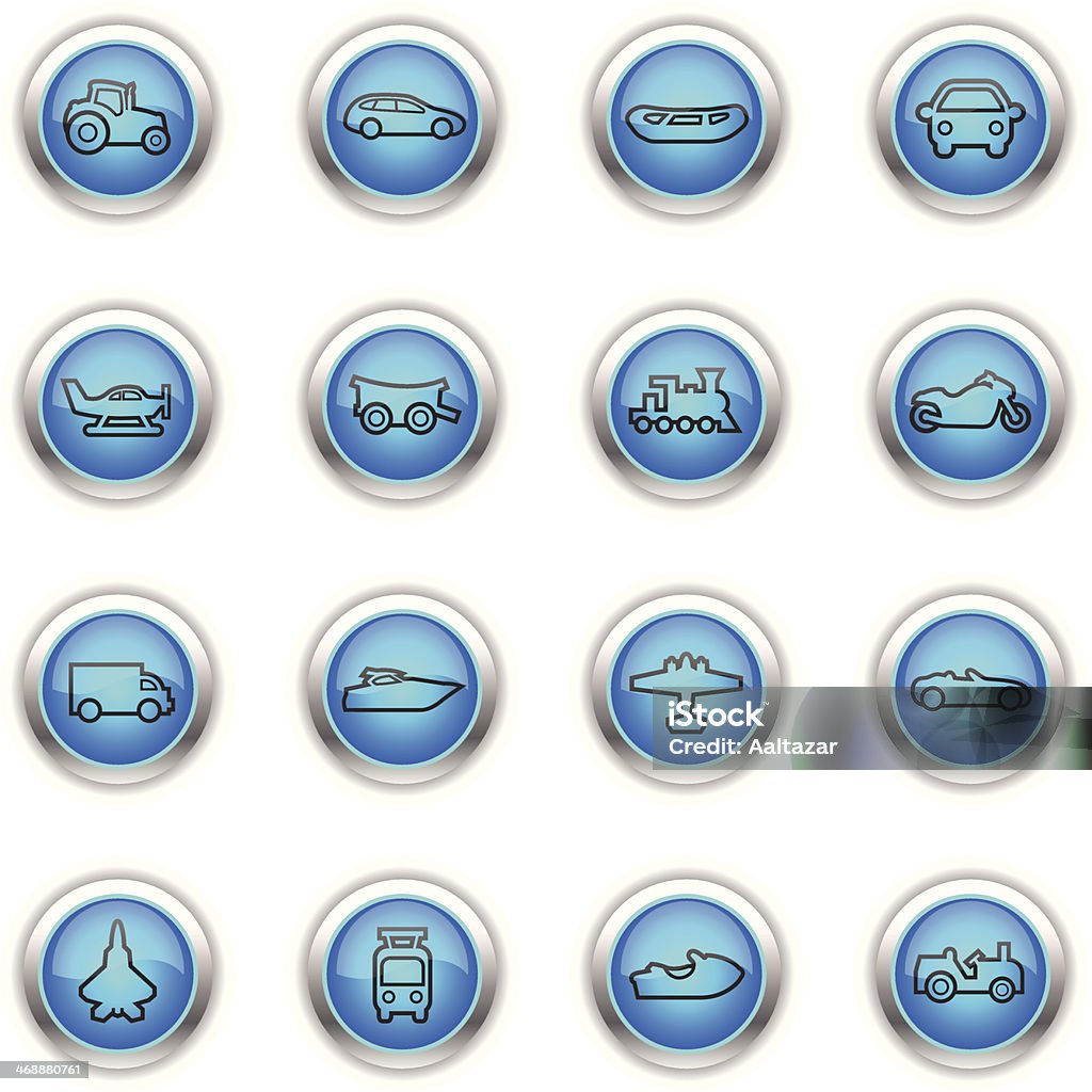 Icônes de transport bleu-Contour - clipart vectoriel de Avion libre de droits