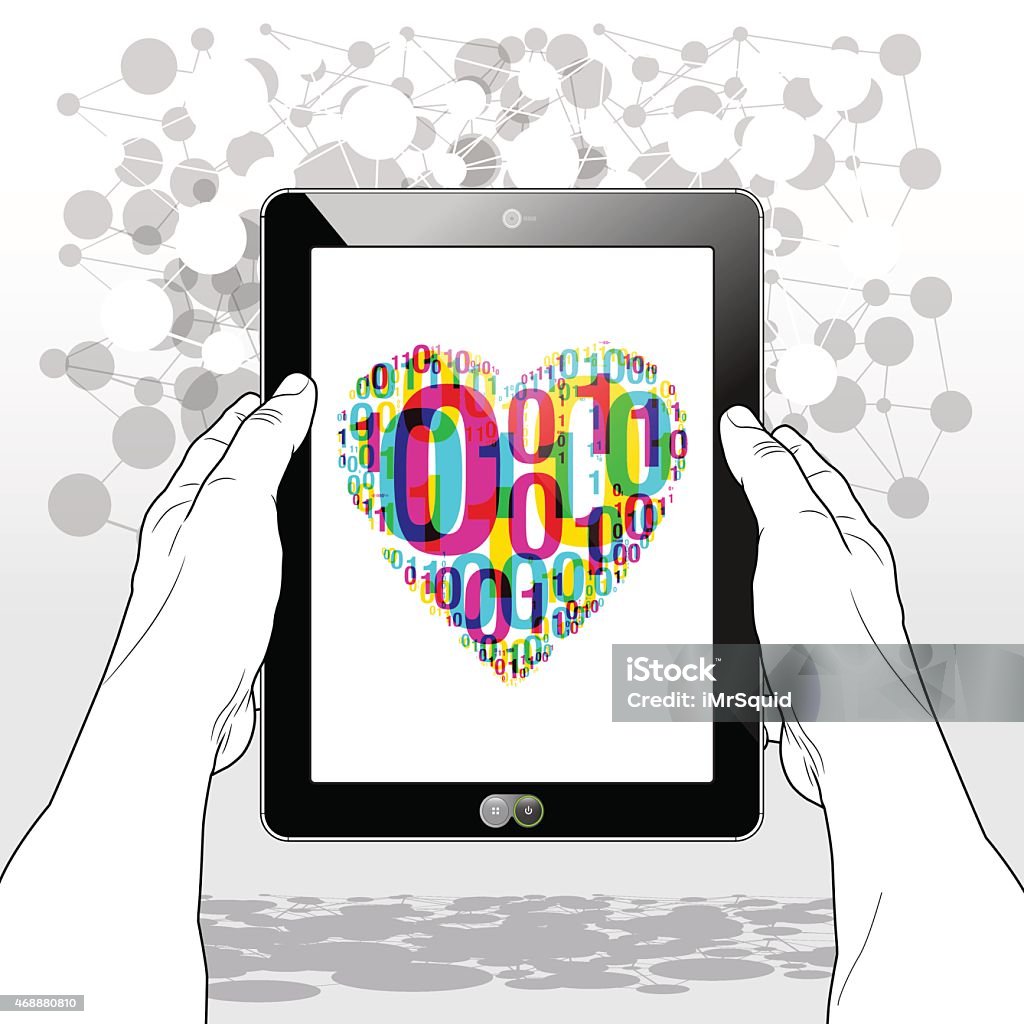Vertical Tablet Pc Digital Love Stock Illustration - Download