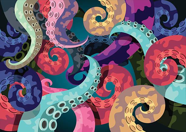 ilustraciones, imágenes clip art, dibujos animados e iconos de stock de pulpo - octopus tentacle tentacle sucker animal