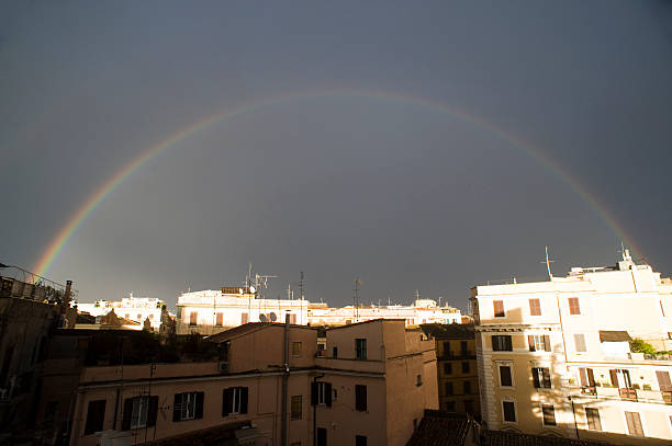 rainbow - blue rain rome italy stock-fotos und bilder