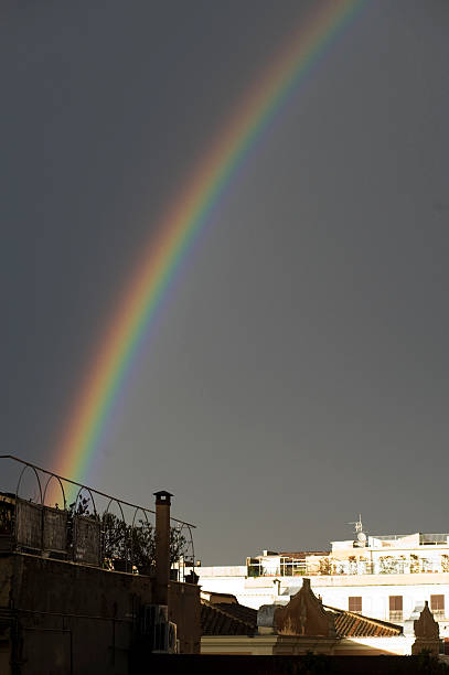 rainbow - blue rain rome italy stock-fotos und bilder