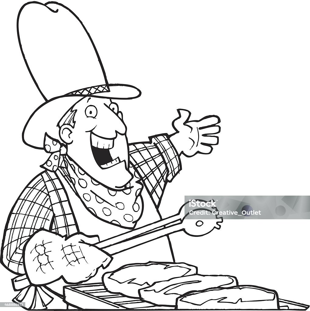 Cowboy Grilling Cowboy stock vector