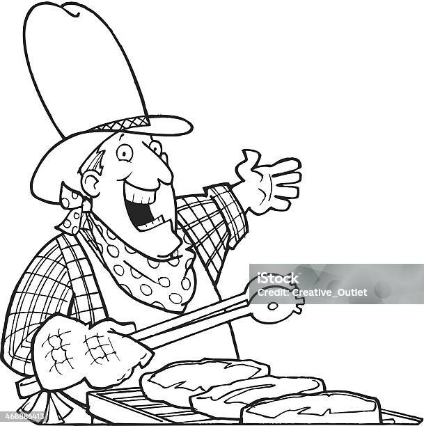 Cowboy Grilling Stock Illustration - Download Image Now - Cowboy, Chef, Cooking