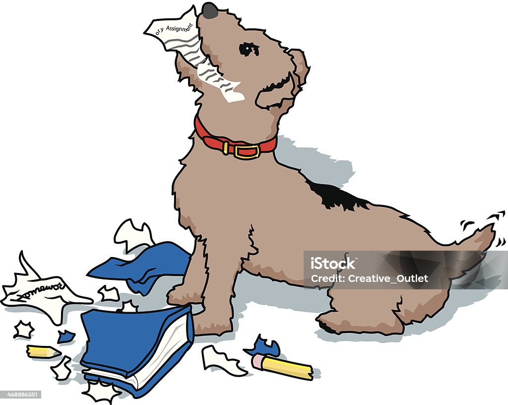 dog chewing homework