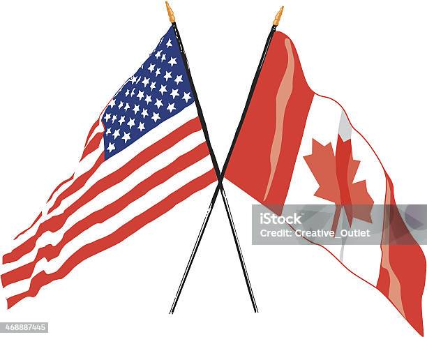 U S Kanadische Flags Stock Vektor Art und mehr Bilder von Amerikanische Flagge - Amerikanische Flagge, Kanada, Flagge