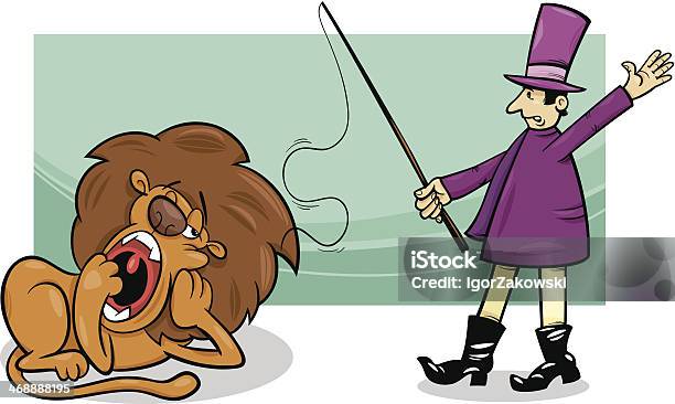 Tamer And Bored Lion Cartoon Stock Illustration - Download Image Now - Circus, Animal, Animal Mane