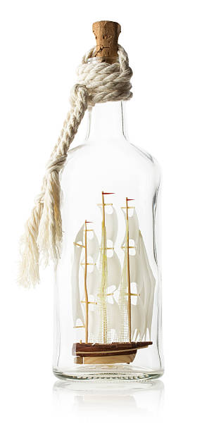 istock Decorative ship in glass bottle isolated on the white background 468888236
