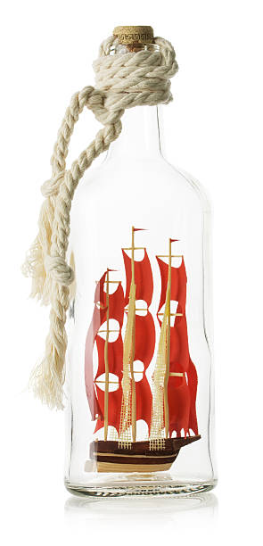 istock Decorative ship in glass bottle isolated on the white background 468888238