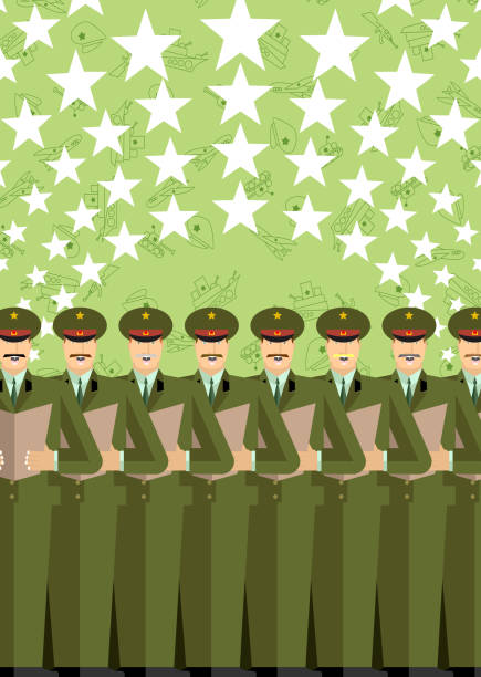 istock Military choir with Fireworks. 9 May. The soldiers sing. 468892286