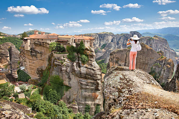 View on Meteora in Trikala, Greece. Panoramic view on Meteora in Trikala, Greece. meteora stock pictures, royalty-free photos & images