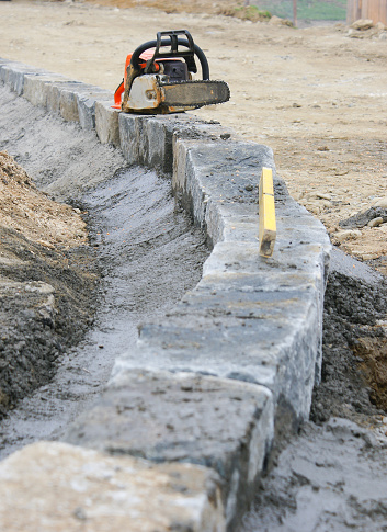 Granite Curbs on Construction Site