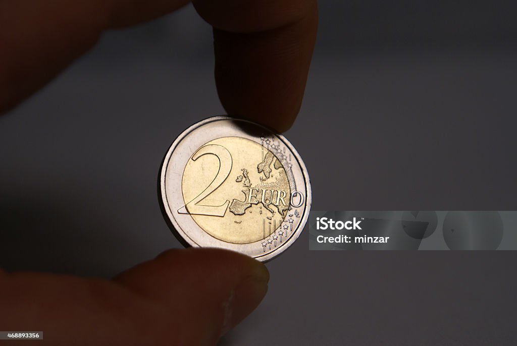 Currency Euros Two Euro Coin 2015 Stock Photo