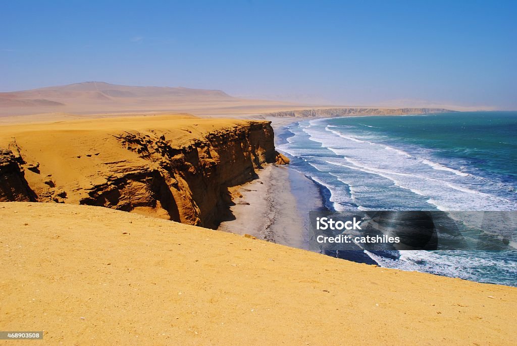 Paracas Coastline in a Tropical Desert, Peru Paracas Coastline in Paracas Nature Reserve, Peru 2015 Stock Photo