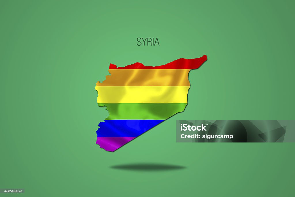 Bandiera di pace in Siria mappa. - Illustrazione stock royalty-free di A forma di stella