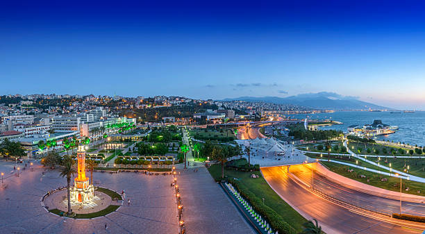 izmir konak square - izmir turkey konak clock tower foto e immagini stock