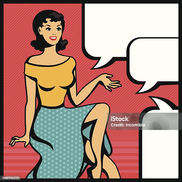 Illustrazione Della Ragazza Retrò In Stile Pop Art - Immagini vettoriali stock e altre immagini di Donne