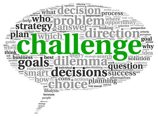 The word challenge on a speech bubble as a concept stock photo