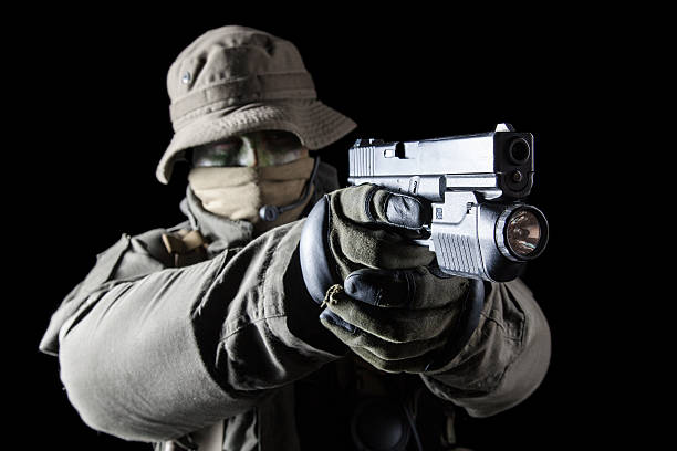 istock Jagdkommando soldier with pistol 468910252
