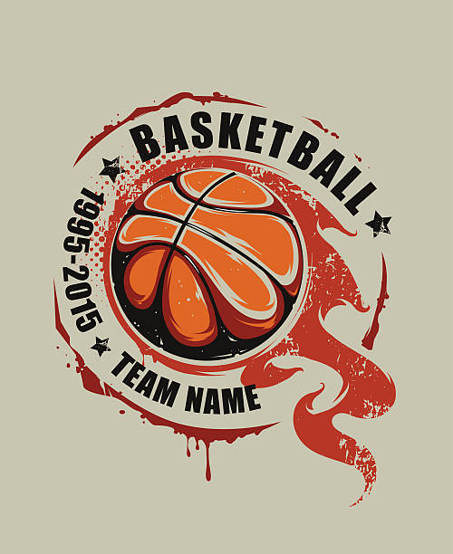 Basketball Vector Art Grunge basketball emblem. Flaming basketball graffiti. Vector art. ball of fire stock illustrations