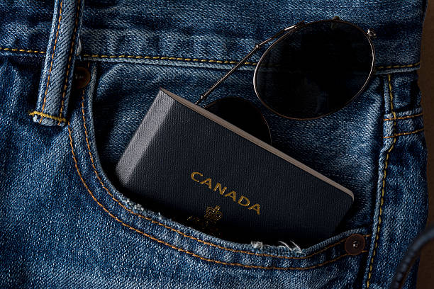 Canadian Ready to Travel with Passport and Shades stock photo
